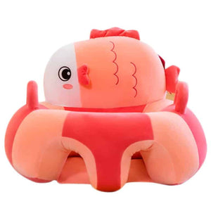 Learn to Sit with Back Support Baby Floor Seat New Side Face PINK FISH