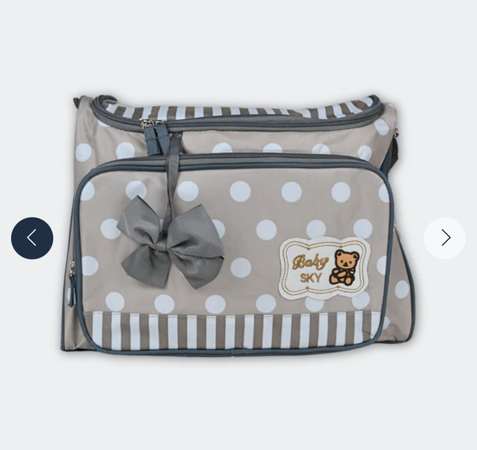 BABY DIAPER BAG - GREY DOTTED