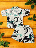 PREMIUM QUALITY BABY BOY SUMMER CO-ORD SUIT- BOLD WHITE PRINT