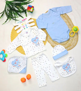 Newborn 6 Pcs Clothing Set Blue(0-6 Months)