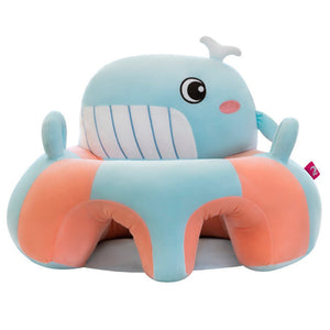 Learn to Sit with Back Support Baby Floor Seat New Side Face BLUE WHALE