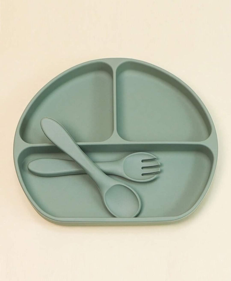 Silicone Divided Plate & Utensil Set