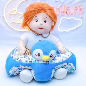 Learn to Sit with Back Support Character Baby Floor Seat-Blue Penguin