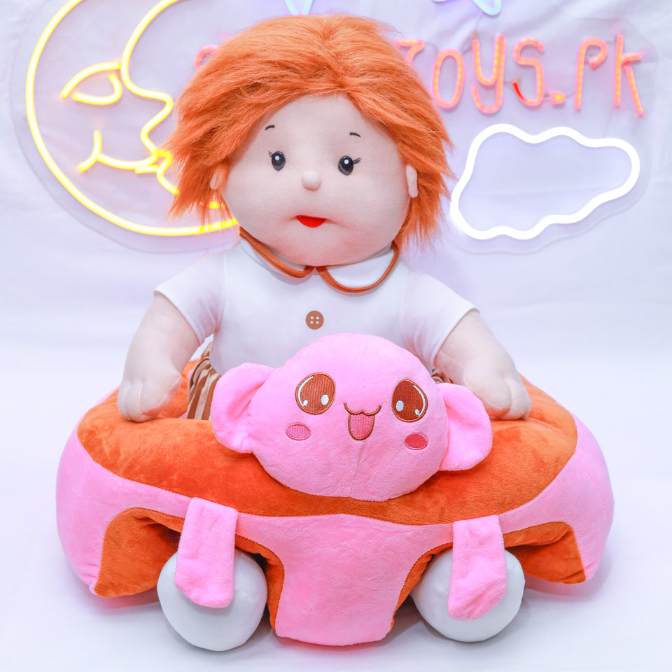 Learn to Sit with Back Support Character Baby Floor Seat-Pink Cat