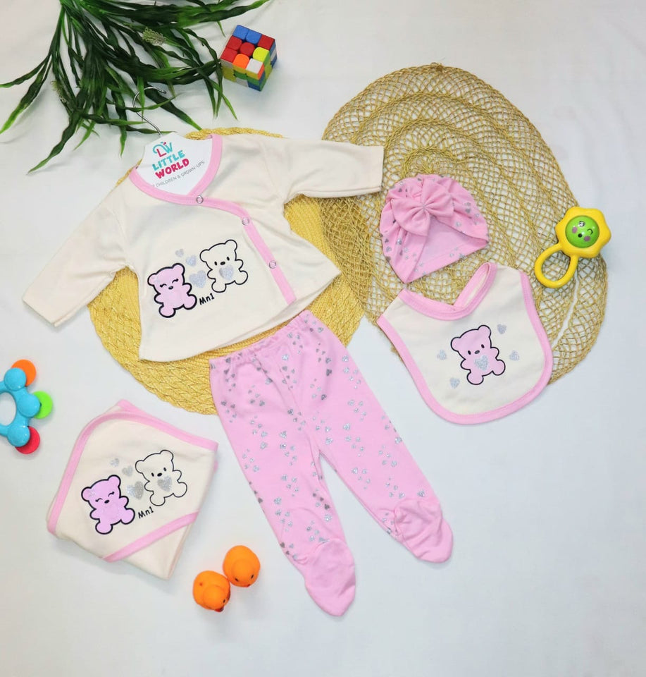 Newborn Kids Clothing Set Bear Pink(0-6 Months)