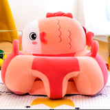 Learn to Sit with Back Support Baby Floor Seat New Side Face PINK FISH