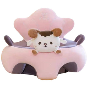 Learn to Sit with Back Support Baby Character Floor Seat with Side Handles Purple Tiger PINK CAT