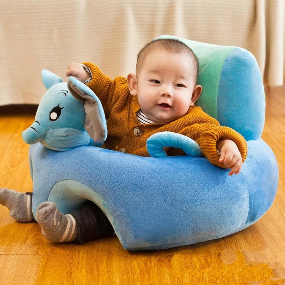 Learn to Sit with Back Support 3D Character Baby Floor Seat Blue Elephant