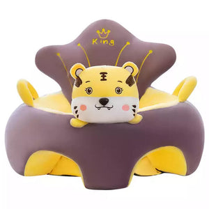 Learn to Sit with Back Support Baby Character Floor Seat with Side Handles Purple Tiger