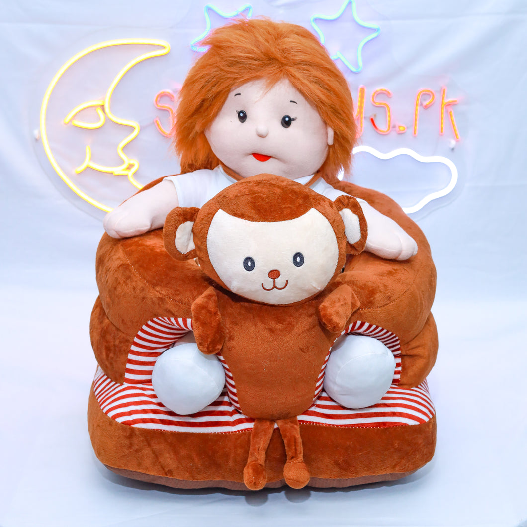 BROWN MONKEY BABY ROUND FLOOR SEAT