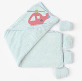 BABY BATH TOWEL WITH FACE TOWEL LIGHT BLUE