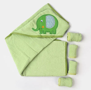 BABY BATH TOWEL WITH FACE TOWEL GREEN