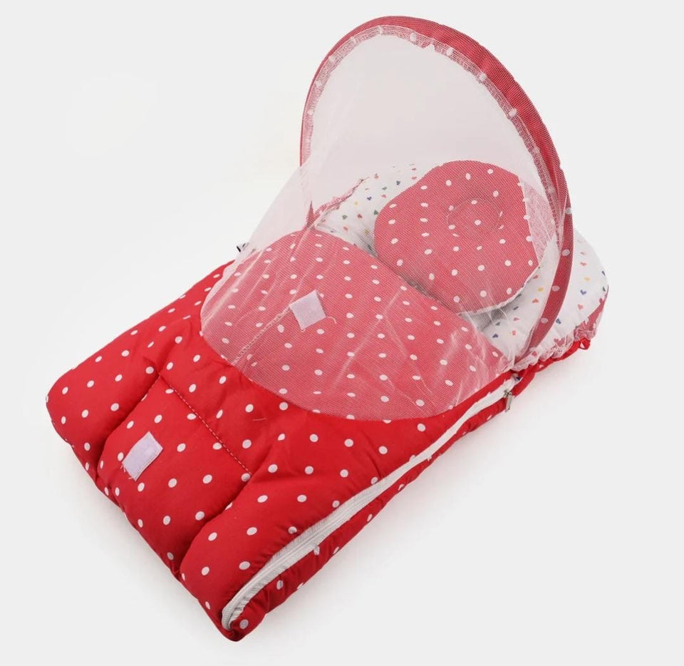 BABY CARRY NEST WITH MOSQUITO NET-RED