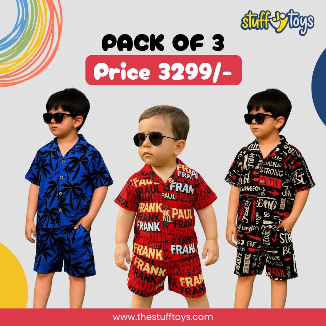 PREMIUM QUALITY KIDS BOY SUMMER CO-ORD SET (PACK OF 3)
BUNDLE 3