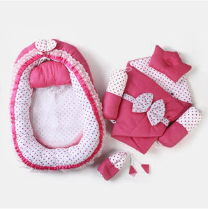 Baby Sleeping Bed 8 Pieces-Pink