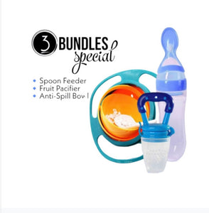 BUNDLE SPECIAL 3 PCS ( GYRO BOWL,SILICONE SPOON FEEDER,FRUIT PACIFIER)