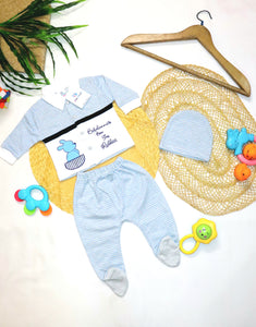 Newborn Baby Clothing Set 3 Pcs Blue(0-6M)