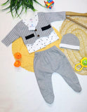 Newborn 3 Pcs Baby Clothing Set Grey(0-12 Months)