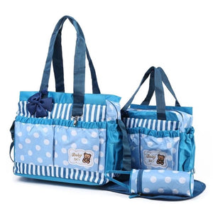 BABY DIAPER BAG 3 PCS -BLUE DOTTED