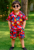 PREMIUM QUALITY BABY BOY SUMMER CO-ORD SUIT- RED ALPHABET
