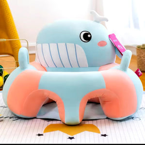 Learn to Sit with Back Support Baby Floor Seat New Side Face BLUE WHALE