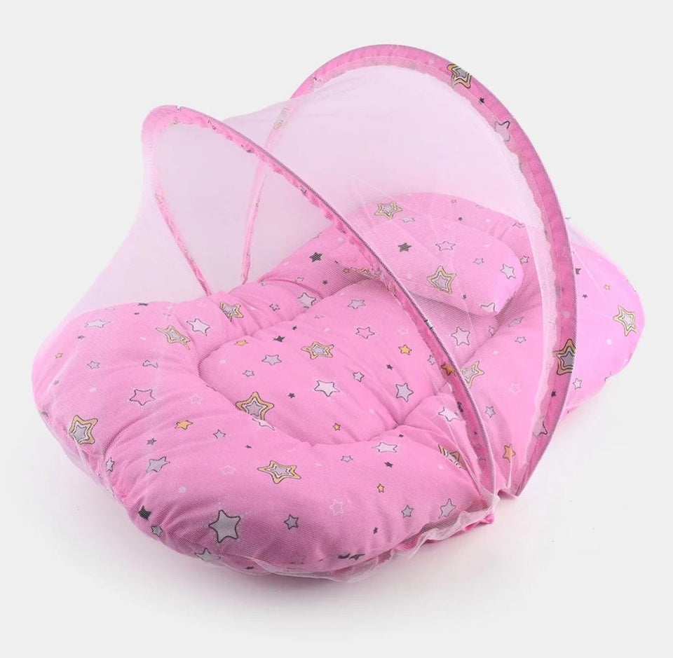 BABY MATTRESS WITH MOSQUITO NET-PINK