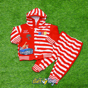 Red and White Striped Baby Jacket and Pants Set-G236