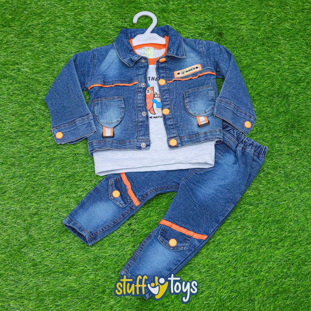 Baby Boys Denim Jacket and Pant Set-G241