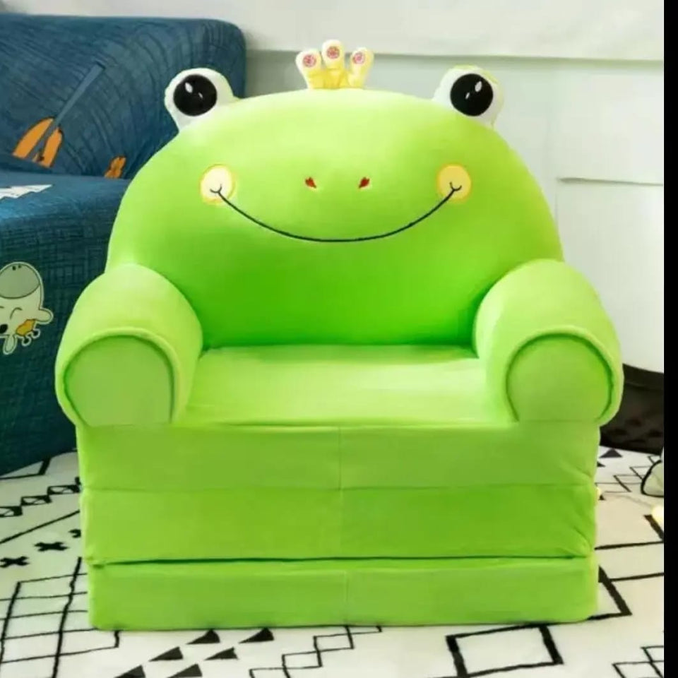 3 LAYER SOFA COMBED KIDS FOLDING SOFA-GREEN FROG