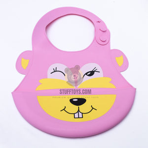 Silicone Water Proof Bib with Food Catcher Tray Pink Rabbit