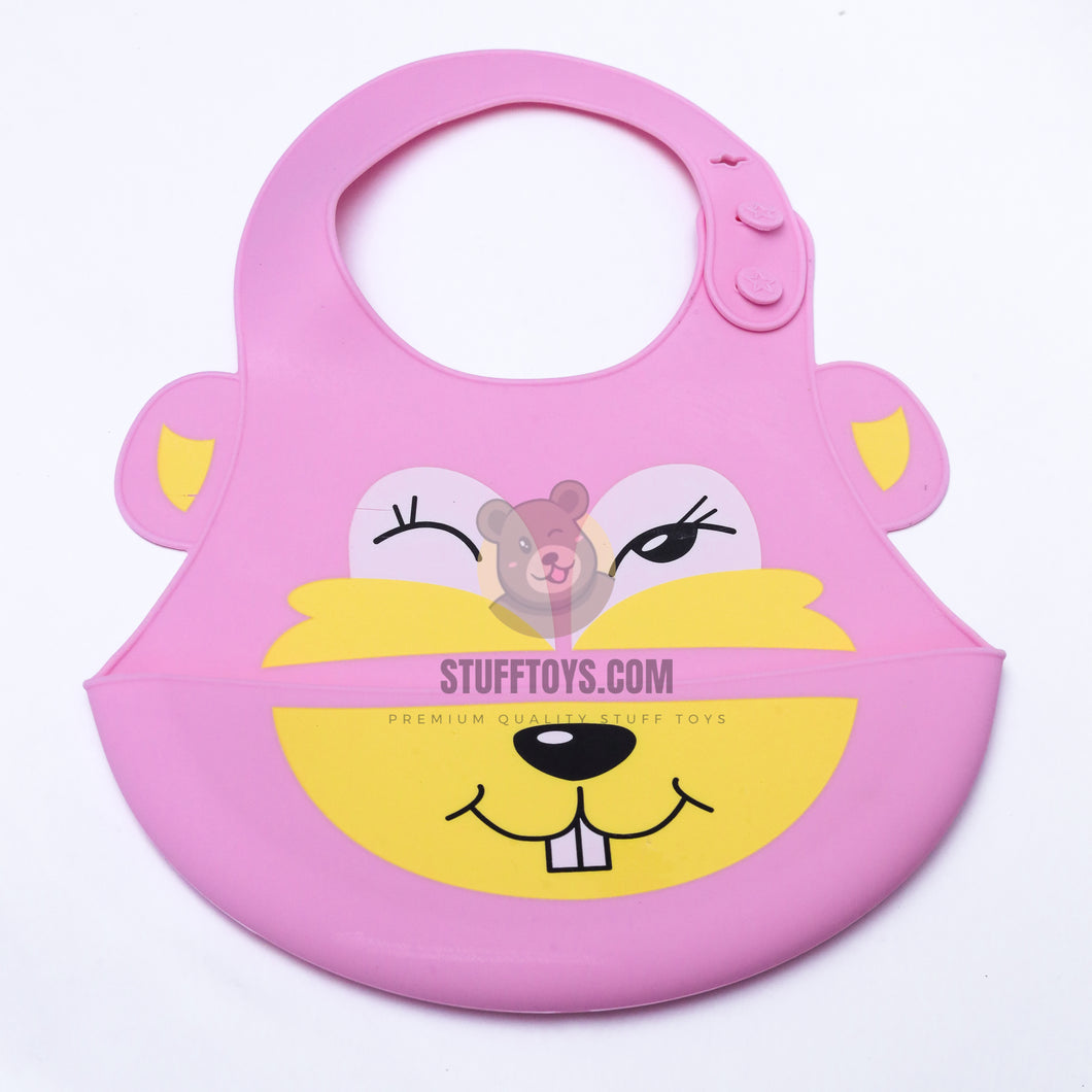 Silicone Water Proof Bib with Food Catcher Tray Pink Rabbit