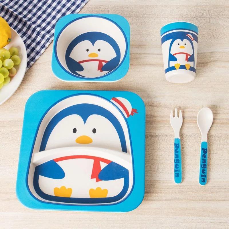 Bamboo 5 Pcs Feeding Set – Penguin