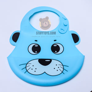 Silicone Water Proof Bib with Food Catcher Tray Blue Lion