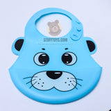 Silicone Water Proof Bib with Food Catcher Tray Blue Lion