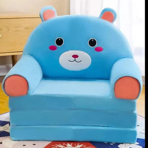 3 LAYER SOFA COMBED KIDS FOLDING SOFA-BLUE BEAR