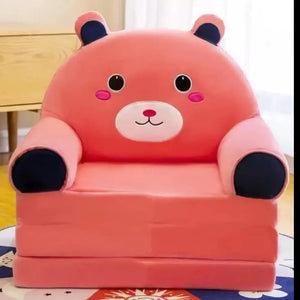 3 LAYER SOFA COMBED KIDS FOLDING SOFA-PINK BEAR