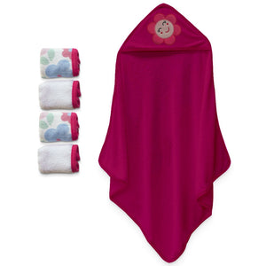 Pack of 5 Bath Towel&Face Towel-Pink Flower